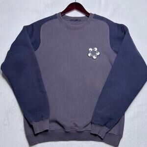 Christopher Kane Mens L Sweatshirt Gray Navy Colorblock Atom Logo Made in Italy
